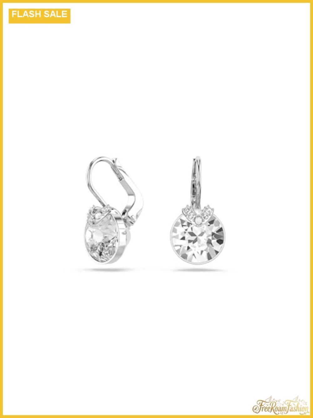 Swarovski Crystal Drop Earrings Rhodium Plated Lever Back Sparkling